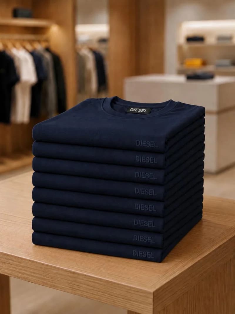 Camiseta Basica Diesel monocromatica cor Azul Marinho — imagem 1 de 3