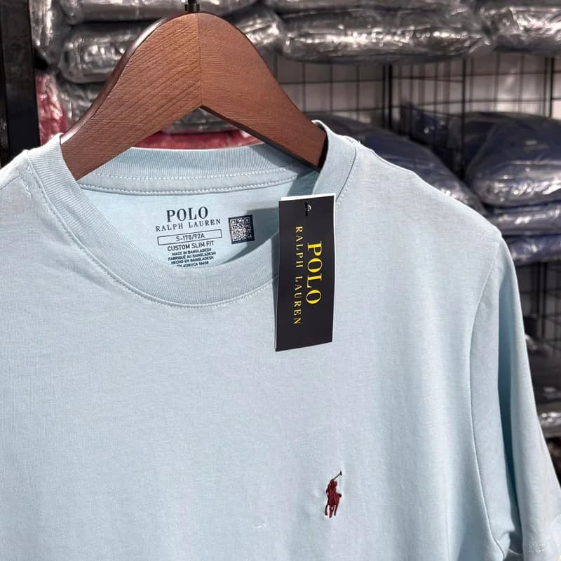 Camiseta Basica Ralph Lauren cor Azul Bebe — imagem 1 de 3